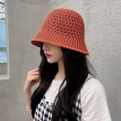 Women Fisherman Hat Sunscreen Hats Hand-woven Cap Red