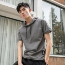 Men Short Sleeve Casual Loose Stitching Cotton Gray T-shirt