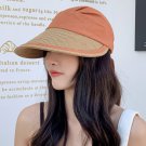 Women Straw Foldable Beach Bucket Hat Wide Brim Sun Protection orange Sunshade