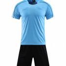 Men Round Neck Football Jersey Short Sleeve Sky blue Sets
