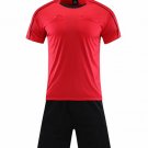 Men Round Neck Football Jersey Short Sleeve Red Sets