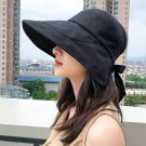 Sun Hat Women Visor Wide Brim Beach Hat Foldable Black Hats