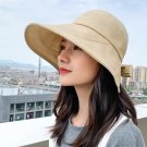 Sun Hat Women Visor Wide Brim Beach Hat Foldable khaki Hats