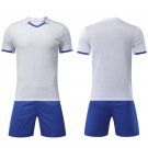 Men Football Jersey Shorts Sets Quick Dry Breathable Sport Turn-down white Tracksuit