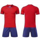 Men Football Jersey Shorts Sets Quick Dry Breathable Sport Turn-down red Tracksuit