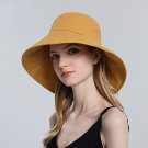 Fisherman Hat Women Cotton Linen Round Bandage Bow Foldable Sun Hats Yellow Fishermen Hat