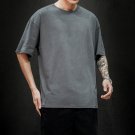 Men T Shirt Oversized Five Half Short Sleeve Casual Cotton Dark Grey T Shirt