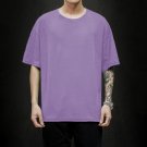 Men T Shirt Oversized Five Half Short Sleeve Casual Cotton Purple T Shirt