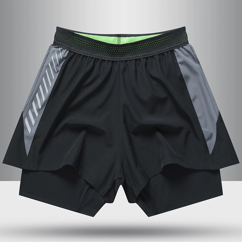 Men Marathon Running Training Breathable Workout black Athletic Shorts