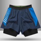 Men Marathon Running Training Breathable Workout navy blue Athletic Shorts