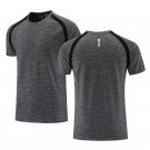 Men Fitness Sports Quick Dry Breathable Casual Sportswear deep gray T-shirt