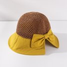 Sun-Protective Bretheathable Bucket Hat Women Wide Brim Straw Turmeric Sun Hat