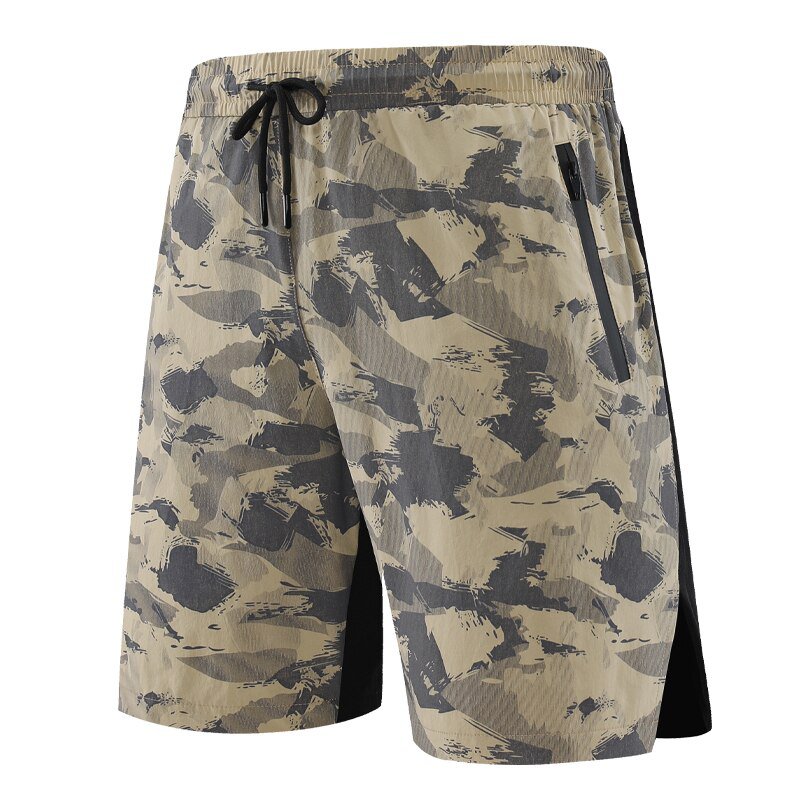Men Camouflage Running Sport Quick Dry Sweatpants khaki Shorts