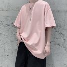 Men Women T-shirt Loose Short-sleeved Casual Pink T-shirt