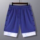 Side Button Shorts Men Breathable Sport Casual Double Layer blue Shorts