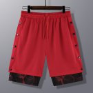 Side Button Shorts Men Breathable Sport Casual Double Layer red Shorts