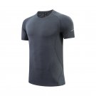 Men Running T-shirt Breathable Football Sports Short Sleeve Black Shirt