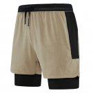 Men Running Quick Dry Shorts Double Deck Sport Khaki Shorts