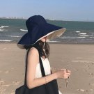 Women Sun Hat UV Sun Protection Wide Brim Summer navy blue Beach Cap