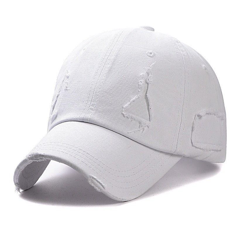 Trendy Hip Hop Worn Hole Face Cap White Men Women Cap