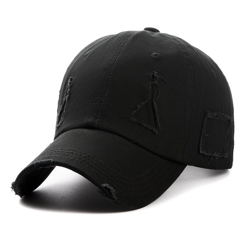 Trendy Hip Hop Worn Hole Face Cap Black Men Women Cap