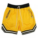 Men Mesh Quick Dry Loose Running Sport Yellow Basketball Shorts