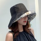 Women Bucket hat Fisherman Hat Big Brim Hat Double-Sided Black Sun Visor Sunhat