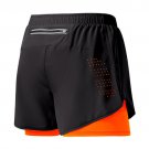 Men Running Shorts Quick-drying Fitness Double Layer Orange Shorts