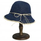 Sun Hat Beach Panama Straw Dome Bucket Hat Femme navy blue Shade Hat
