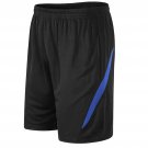Men Shorts Breathable Mesh Casual Sports Football Shorts Black with Blue