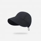 Summer Sunshade Hat Wide Brim Sun Hat Adjustable Foldable Women Men black Cap