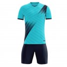 Soccer Jersey Men Football Adult Short Sleeve Sport Training Suit sky blue