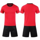 Men Weomen Soccer Jersey Short Sleeve Sport Football Set Red