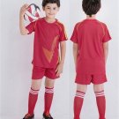 Boy Girl Soccer Sets Short Sleeve Kids Student Football Tracksuit Suits Red