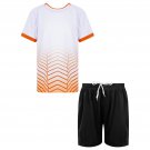 Kids Boys Girls Football Sport Suit Short Sleeve Breathable White Soccer Set