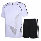 Adult Children Jersey Soccer Sets Short Sleeve Kids Student Football Uniforms Soccer Sets White