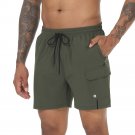 Men Swim Trunks Quick Dry Mesh Lining Shorts Armygreen