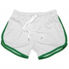 Men Summer Sports Running white green Shorts
