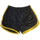Men Summer Sports Running black yellow Shorts