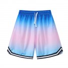 Basketball Shorts Men Gradient Color Outdoor Sports Breathable Shorts blue pink