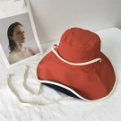 Women Sun Hat Reversible Bucket Hat UV Sun Protection Wide Brim Beach orange Cap