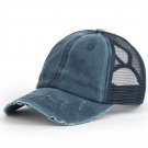 Summer Men Women Shade Hat Horsetail Navy Blue Baseball Cap