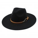 Women Big Wide Brim 9.5cm Felted Jazz Hat Winter Dress Cap sombreros Cap Black