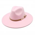 Women Big Wide Brim 9.5cm Felted Jazz Hat Winter Dress Cap sombreros Cap Pink