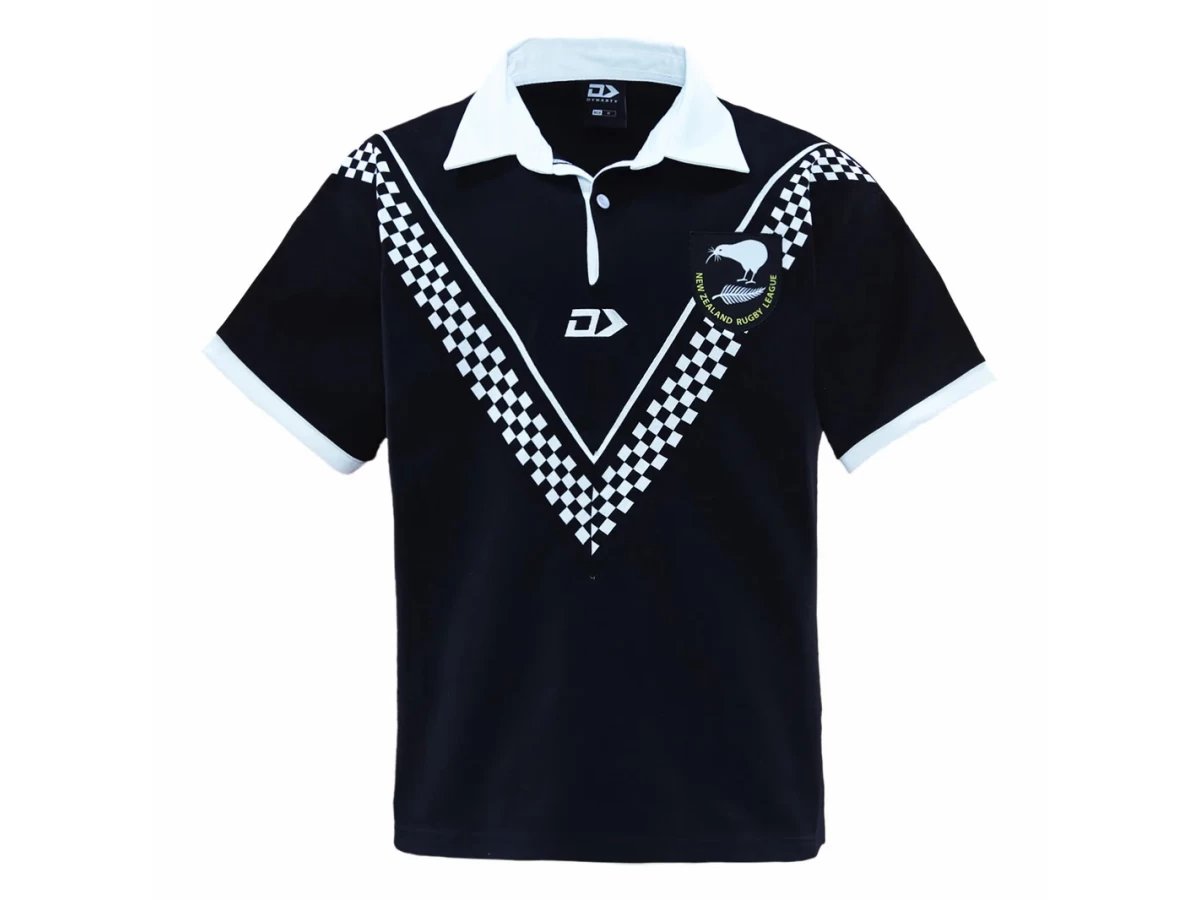 New Zealand Kiwis Mens Throwback Black Rugby Shirt 2024