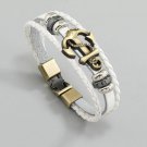 Men Women Bracelet With Stainless Steel Anchor And Pu Leather Fashion Bracelet