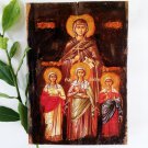 Saint Sophia and her Daughters Agape, Pisti, Elpida Handmade Orthodox Icon