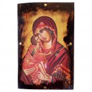 Handmade Orthodox Icon Of Virgin Mary Glikofilousa With Gold Cross / Panagia