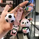 Chinese Cartoon Panda Keychain Football Soft Rubber Lucky Key Ring Decor Gifts