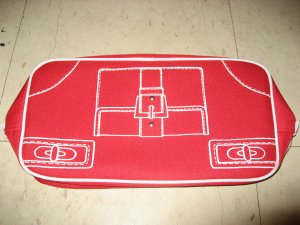 Clinique Medium red makeup carrying bag